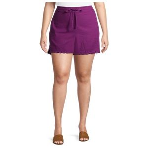 TERRA & SKY Ruffle Edge Shorts Purple